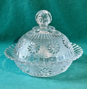 Roman Rosette Dome Butter Dish w Lid Round EAPG US Glass Antique 1897 Vtg Chip - Picture 1 of 9