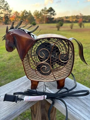 Ventilador Eléctrico Estatuilla Caballo Metal Vintage - Ventilador de Mesa Decorativo Chaleco Rústico Foto 1 de 4