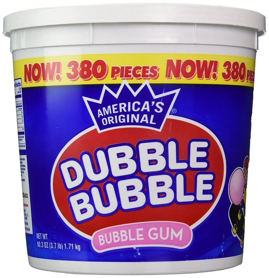 Dubble Bubble Bubblegum 1 HUGE Tub - 380 Ct Original Flavor Chewing Gum SHP