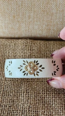 Pulseira Vintage CCO Coleman Black Hills Ouro Branco Esmalte Punho Lindo!  - Imagem 1 de 4