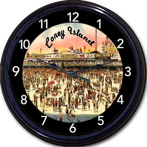 Coney Island Brooklyn NY Postkarte Wanduhr Strand Steeple Chase Küste Nathans - Bild 1 von 1