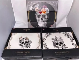 Tiktok Virus Halloween Totenkopf Teller Set Goth Deko Halloween Deko - Bild 1 von 8