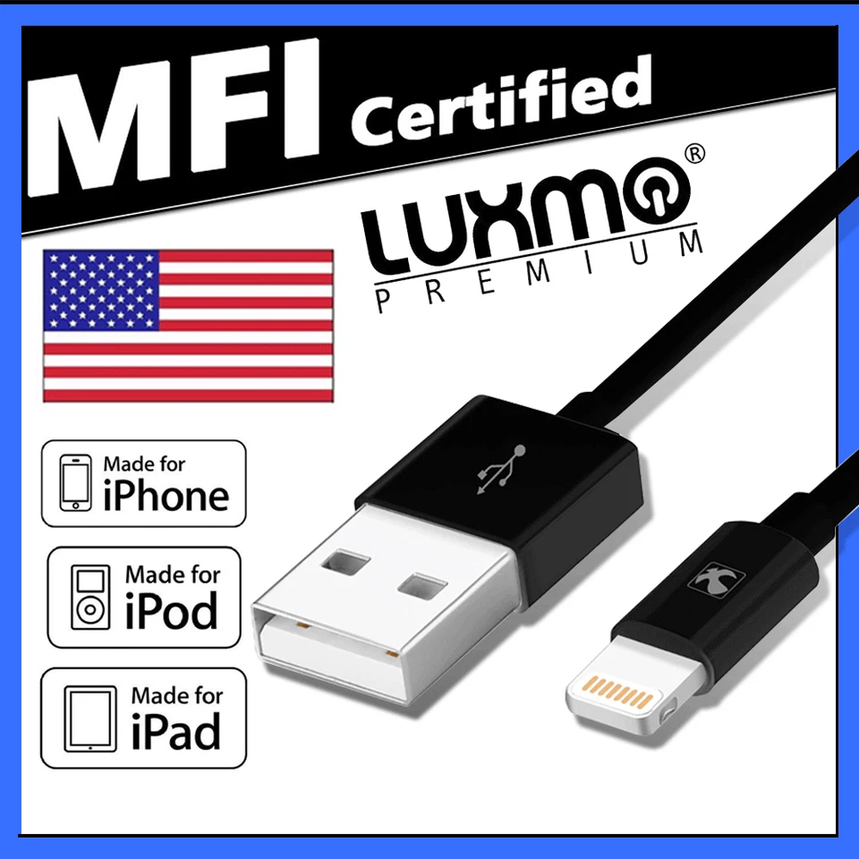 Cable de alimentación USB de iluminación Apple Mfi para iPhone 7,6,6S cargador de pared de 3 pies de largo Foto 1 de 4