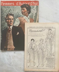 FEMMES D'AUJOURD'HUI n° 230 du 29 Septembre 1949 + 1 patron chemise de nuit - Picture 1 of 4