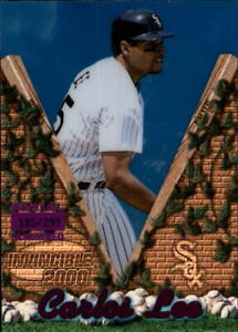 2000 Pacific Invincible Holographic Purple Baseball Card #34 Carlos Lee/299