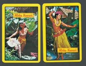 LOT 2 Vintage Single Swap Playing Cards Aloha Hawaii Hula Girl Bikini Dancer  - Picture 1 of 1