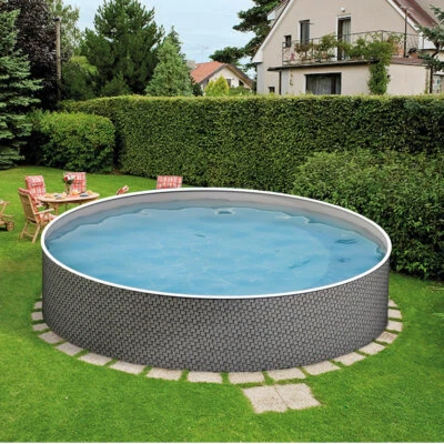 Azuro Deluxe Ø 500 x 120cm Rattanoptik Stahlwandpool Schwimmbecken Rund Leiter - Bild 1 von 4