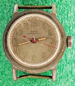 C1343 mens Vintage Oris Military Field Red Hand Manual Wind Watch Parts Lot - Picture 1 of 4