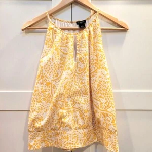 Petite Whimsical Ann Taylor Schlüsselloch Top gelb & weiß Unterteil breites Band Größe SP - Bild 1 von 8