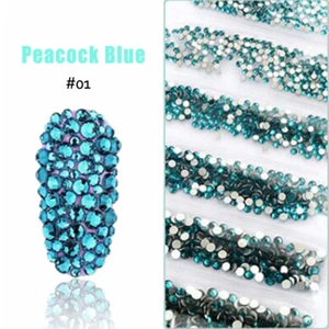 1728 Pcs 6 Mix Size SS4-SS12 Nail Art Rhinestones Glitter Crystal Gems 3D Tips - Picture 1 of 38