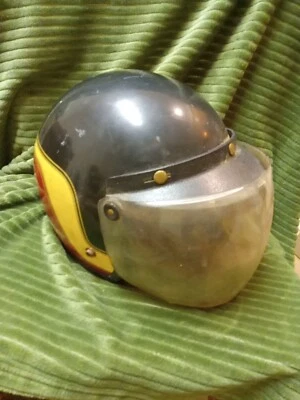Vintage Polaris Open Face Snowmobile Helmet with Shield Graphics  - Image 1 of 4