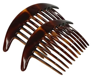 Parcelona French Tapered Edge Brown 11 Teeth Side Hair Combs for Women (2Pcs) - Picture 1 of 7