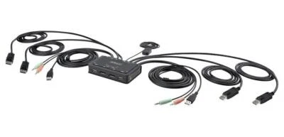 2 Port 4K Displayport Kabel KVM Schalter mit Dual Bildschirm Unterstützung - Bild 1 von 4