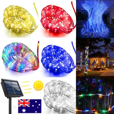 Solar Powered LED Fairy String Rope Strip Lights Waterproof Outdoor Garden Patio - Image 1 of 4