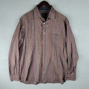 Jhane Barnes button up shirt silk blend size large striped casual premium - Picture 1 of 19