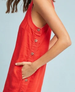 MAEVE Anthropologie Dress Womens Tencel Linen Sleeveless Bar Harbor Sz Small Red - Picture 1 of 9