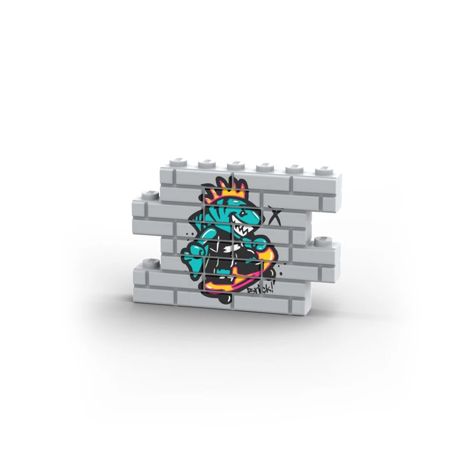 PRIBRI Skating Shark Graffiti Wall ❤️ Custom printed original LEGO® brick tile /G 115