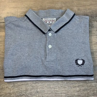 Phat Pharm Mens Polo Shirt Size (XL/2XL) Vintage Gray Striped Cotton *READ* B4 - Image 1 of 4