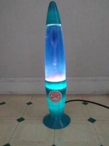 Vintage Groovy Lava Lamp Tested Blue Base Blue Lava 13" Rocket Shaped L@@K - Picture 1 of 9