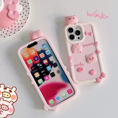 Luxury 3D Cute Silicone Pig Bow Cover Case for 14 13 12 11 15 16 Pro Max XR - Image 1 of 4