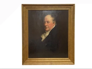 Antique Early Victorian Oil On Canvas Portrait Of Gentleman In White Stock C1850 - Picture 1 of 8