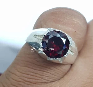 925 Sterling Silver DARK GARNET ZIRCON Ring handmade design gemstone - Picture 1 of 7