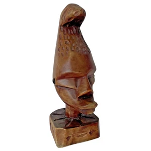 Vintage Wooden Tribal African Hand Carved Wooden Bust 8 inches tall - Picture 1 of 6