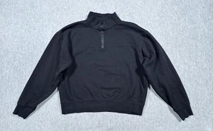 ASOS Design Sweatshirt Women's 4 Black 1/4 Zip Mock Neck Cotton Pullover Top - Picture 1 of 6