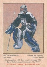 2002-03 Parkhurst Retro #155 NIKOLAI KHABIBULIN - Tampa Bay Lightning