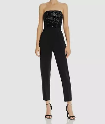 Mono ajustado recortado de lentejuelas negro sin tirantes Jay Godfrey para mujer talla 6 $475 Foto 1 de 3