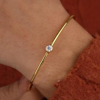 1ct Bracelet Bangle Yellow Gold Diamond Test Pass Lab-Created VVS1/D - Image 1 of 4