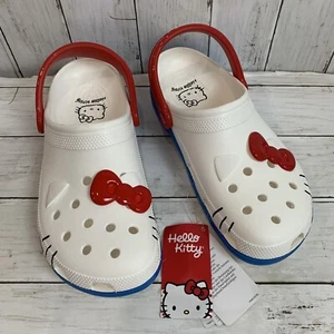 Crocs Hello Kitty Classic Clogs 50th Anniversary Red White Blue Women’s 12 M 10 - Picture 1 of 11