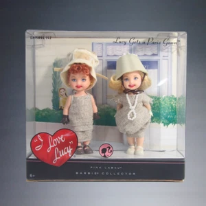 2008 BARBIE COLLECTOR PINK LABEL LUCY GETS A PARIS GOWN LUCY+ETHEL 4" DOLL SET - Picture 1 of 5