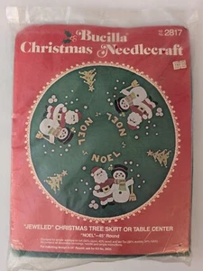 VTG Bucilla Christmas NOEL "Jeweled" Tree Skirt or Table Center Kit SANTA 2817 - Picture 1 of 5