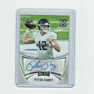2021 Leaf Draft Autograph Card Peyton Ramsey RC Carolina Panthers Northwestern - Image 1 of 2