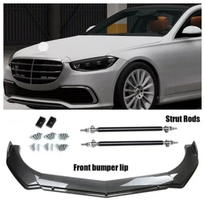 For Mercedes-Benz S450 Carbon Style Front Bumper Lip Splitter Spoiler Kit Rods - Image 1 of 4