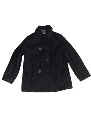 Abrigo de hombre negro mezcla de lana doble botonadura frontal guisante talla XL Route 66 Foto 1 de 4