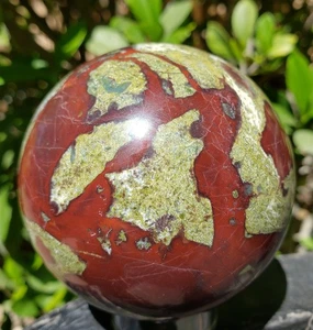 2.75" Dragon's Blood Stone Jasper Quartz Mineral Crystal Sphere Ball Orb, 524g - Picture 1 of 11