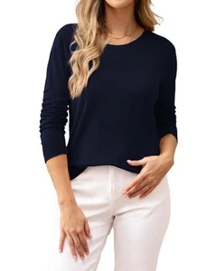 Amazon Essential Damen Marine Langarm Baumwolle Rundhals Pullover Schule Gr. S Neu mit Etikett W328 - Bild 1 von 13