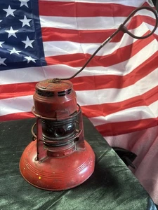 Vintage American Dietz No 40 Traffic Gard Red Roadside Lamp - Foto 1 di 14