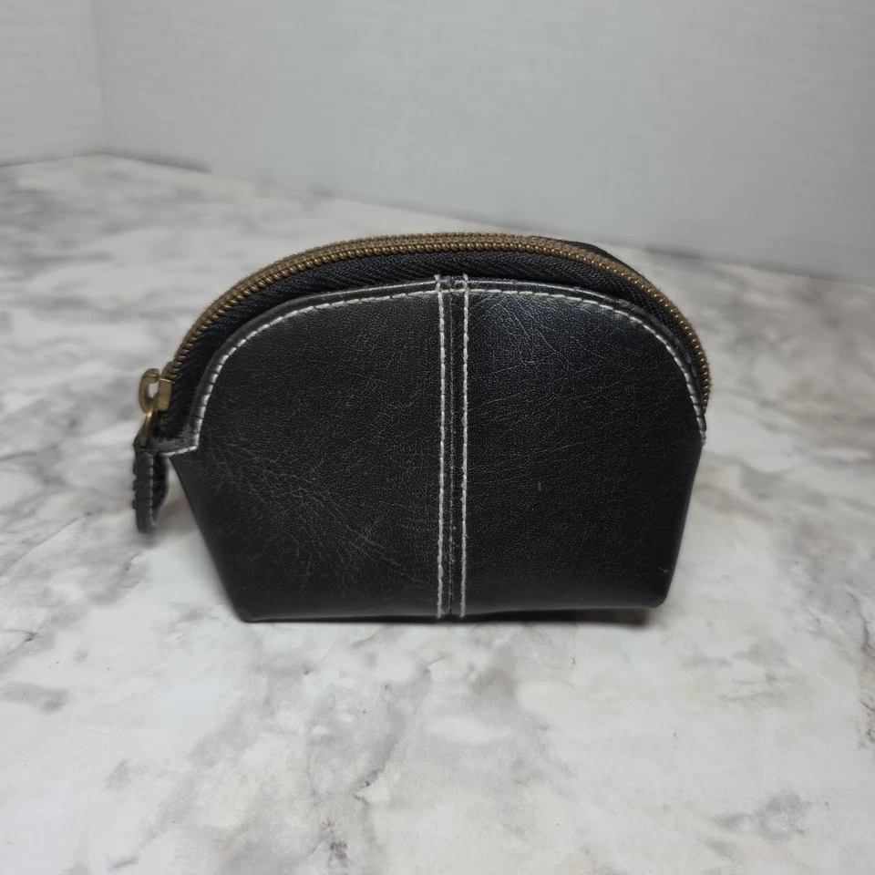 Monedero negro vintage bolsa de cambio pequeña cartera tradicional bolsa con cremallera PVC Foto 1 de 4