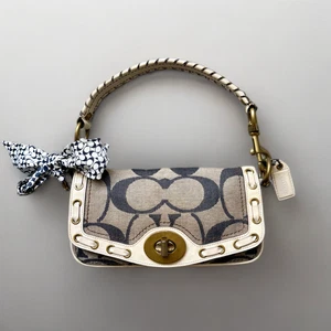 eBay Live Coach Blue Denim Signature Mini Turnlock Legacy Shoulder Bag 10487 - Picture 1 of 12