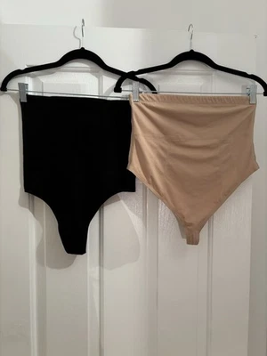 Set of 2 DKNY shapewear thongs with tummy control - nude & black - XL - unworn! - Image 1 of 4