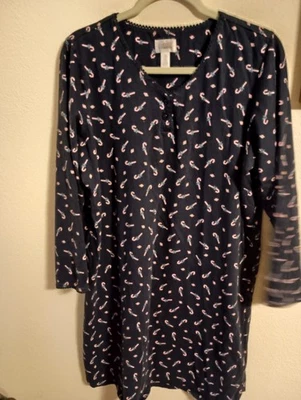 Woman's Christmas navy blue nightgown with candy canes - Image 1 of 4