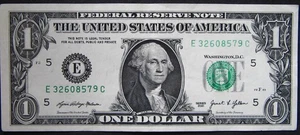 2021 $1 (ONE DOLLAR) - NOTE - SERIAL NUMBER - DARK LEFT, LIGHT RIGHT - ERROR - Picture 1 of 2
