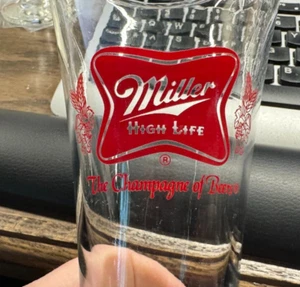 VINTAGE MILLER HIGH LIFE BEER ACL DRINKING GLASS MILLER BRG MILWAUKEE WI 7 1/4" - Picture 1 of 3