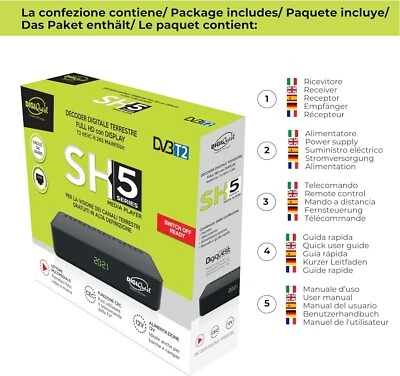 DigiQuest SH5 Receptor TDT HD DVB-T2 HEVC Euroconector HDMI SCART, USB LAN RJ-45 - Imagen 1 de 4