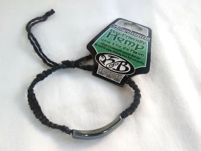 Pulsera Magnética Hematita Macramé Cáñamo Unisex Ajustable 8-12" Vendedor de EE. UU. Nueva Foto 1 de 4
