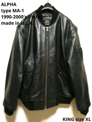 Chaqueta de vuelo ALPHA MA-1 de cuero genuino para hombre en negro, talla XL Foto 1 de 4
