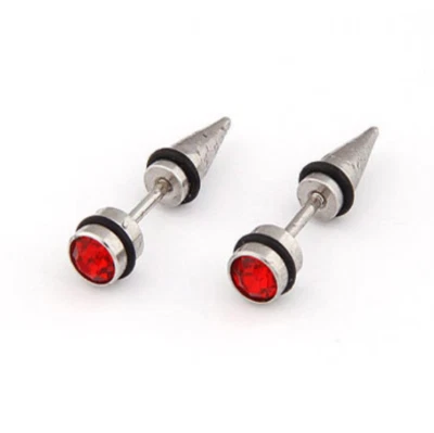 Juego de 2 piezas de aretes con tornillo trasero circonita cúbica remache cono de espiga acero quirúrgico PE30 Foto 1 de 4